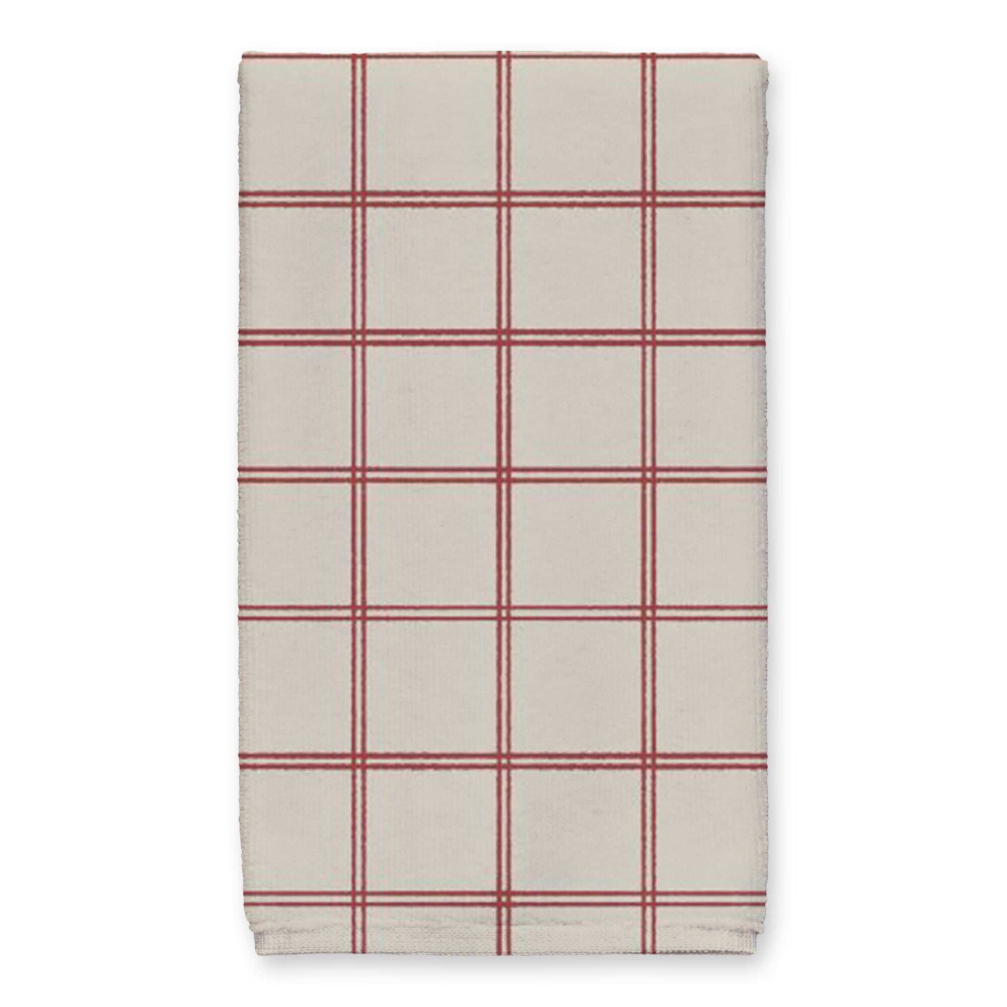 Be Cozy Red and Cream Check Tea Towel - Set of 2